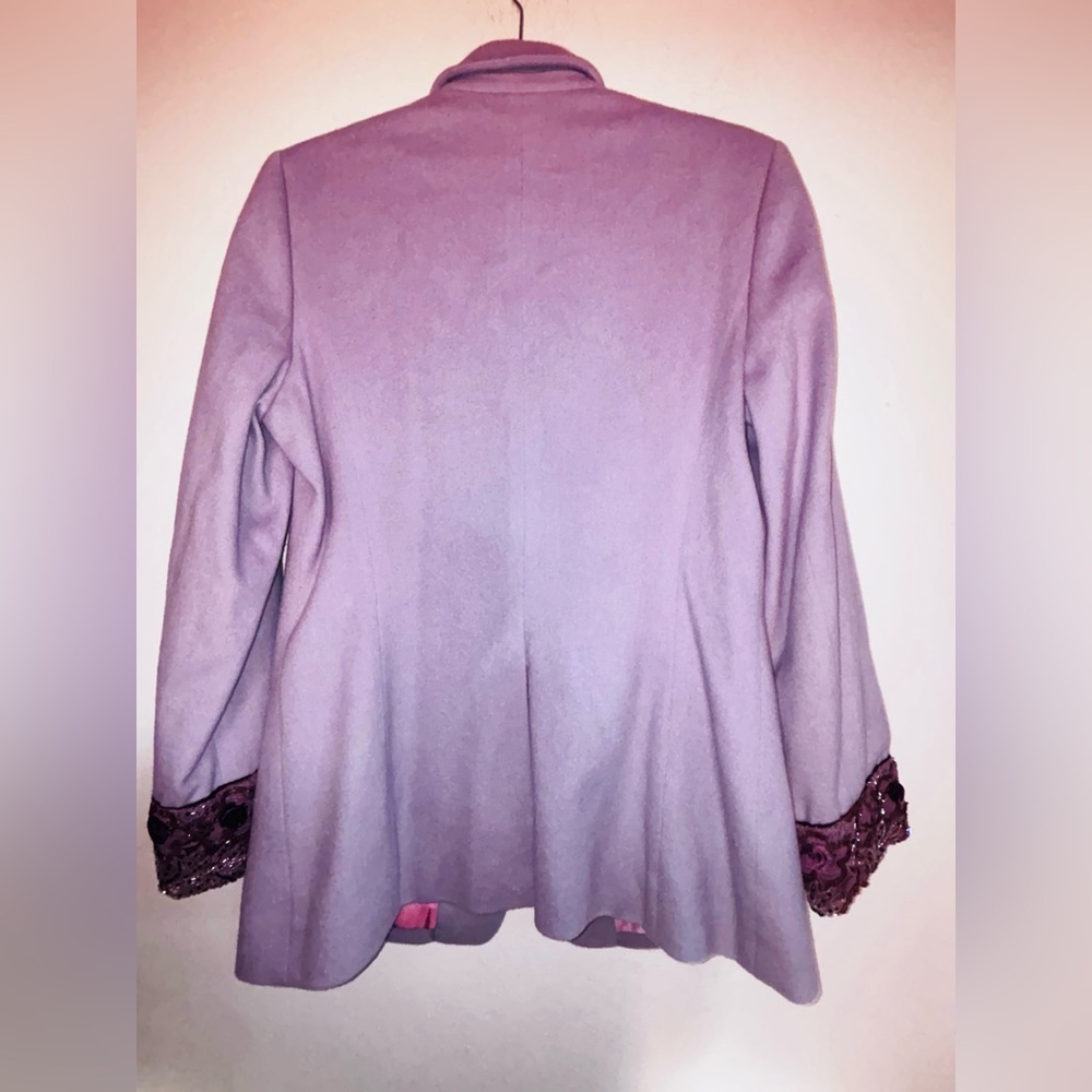 Elegant Lavender  Women's Blazer, Features Embellished Sleeves. - Picture 5 of 10